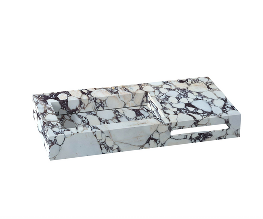 TCSC | Calacatta Viola Marble Wall-mount Bathroom Sink Hidden Drain and Towel Holder
