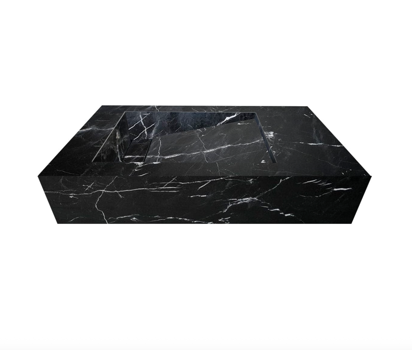 TCSC | Alexandrette Black Marble Modern Rectangular Sink Wall-mount Bathroom Sink (W)18" (L)30" (H)7"