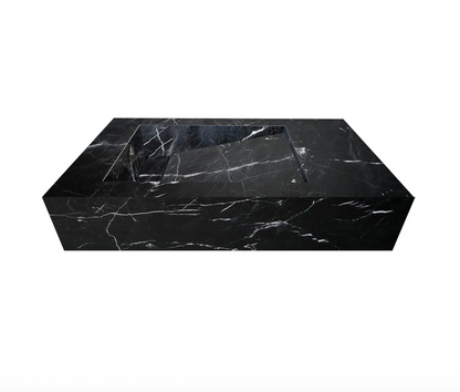 TCSC | Alexandrette Black Marble Modern Rectangular Sink Wall-mount Bathroom Sink (W)18" (L)30" (H)7"