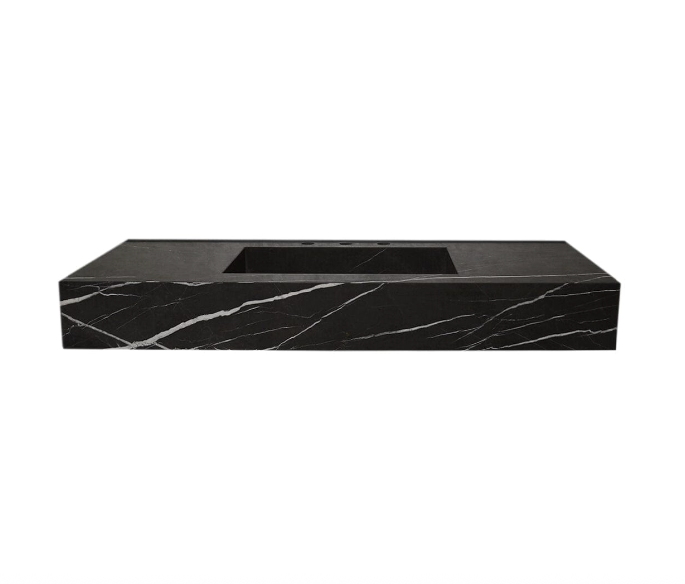 TCSC | Toros Black Marble Rectangular Wall-mount Bathroom Sink (W)20" (L)48" (H)6"