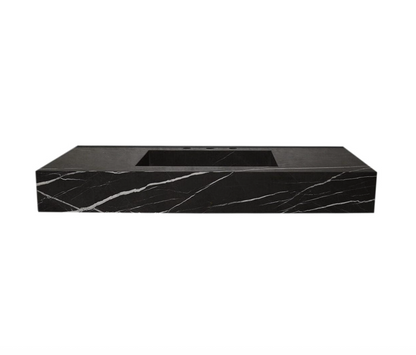 TCSC | Toros Black Marble Rectangular Wall-mount Bathroom Sink (W)20" (L)48" (H)6"