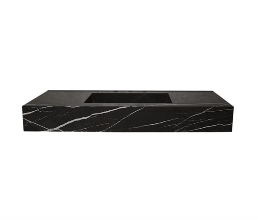 TCSC | Toros Black Marble Rectangular Wall-mount Bathroom Sink (W)20" (L)48" (H)6"