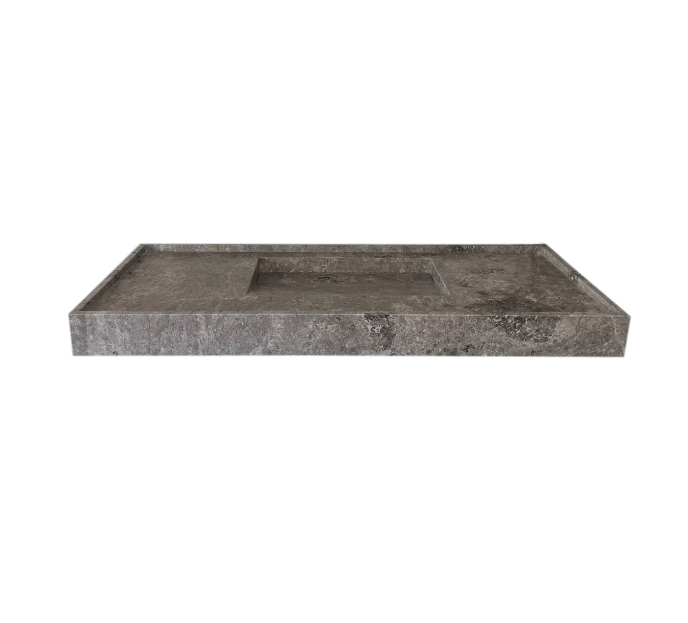 TCSC | Tundra Grey Marble Rectangular Wall-mount Bathroom Sink Hidden Drain (W)20" (L)48" (H)5"