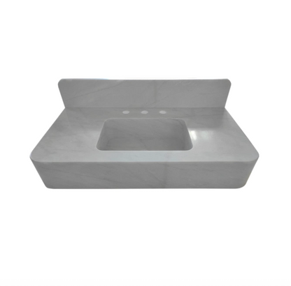 TCSC | Carrara White Marble Wall-mount Bathroom Sink with Backsplash (W)18" (L)36" (H)6"