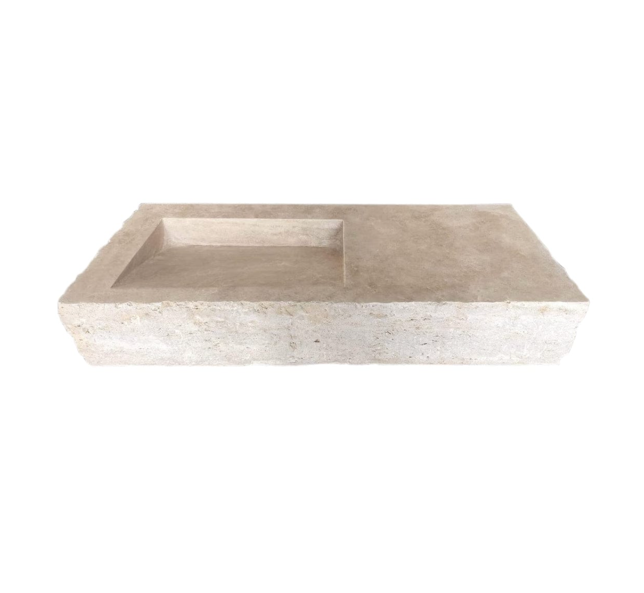TCSC | Troia Light Travertine Rustic Rectangular Wall-mount Bathroom Sink (W)16" (L)36" (H)10"