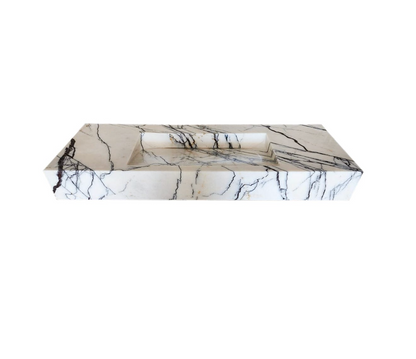 TCSC | New York Marble Wall-mount Bathroom Sink Hidden Drain Polished (W)16" (W)43" (H)6"