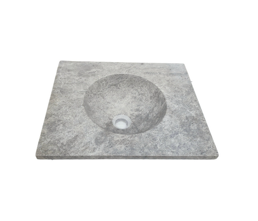 TCSC | Tundra Grey Marble Rectangular Bathroom Vanity Honed with Round Sink (W)18" (L)15"