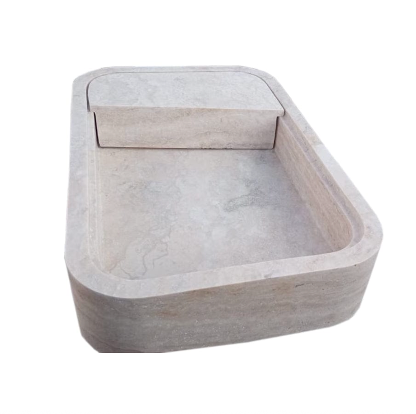 TCSC | Beige Travertine Rectangular Wall-mount Bathroom Sink Hidden Drain (W)16" (L)24" (H)5"