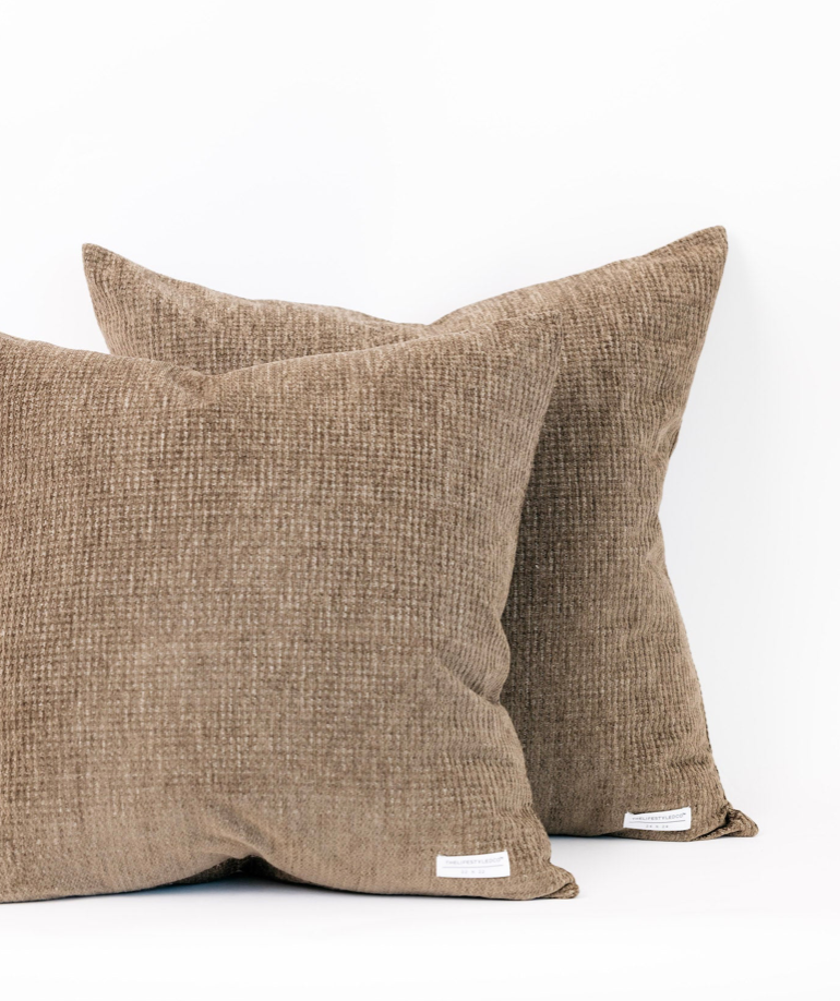 Tobias Chenille Houndstooth Pillow - Olive - 2 Sizes