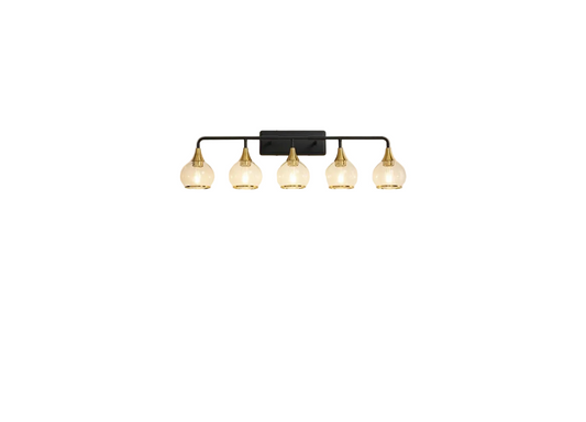 Modern Black and Gold Wall Sconce for Bathroom with Clear Glass Shade