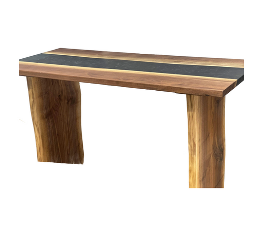 Black Walnut Resin River Desk