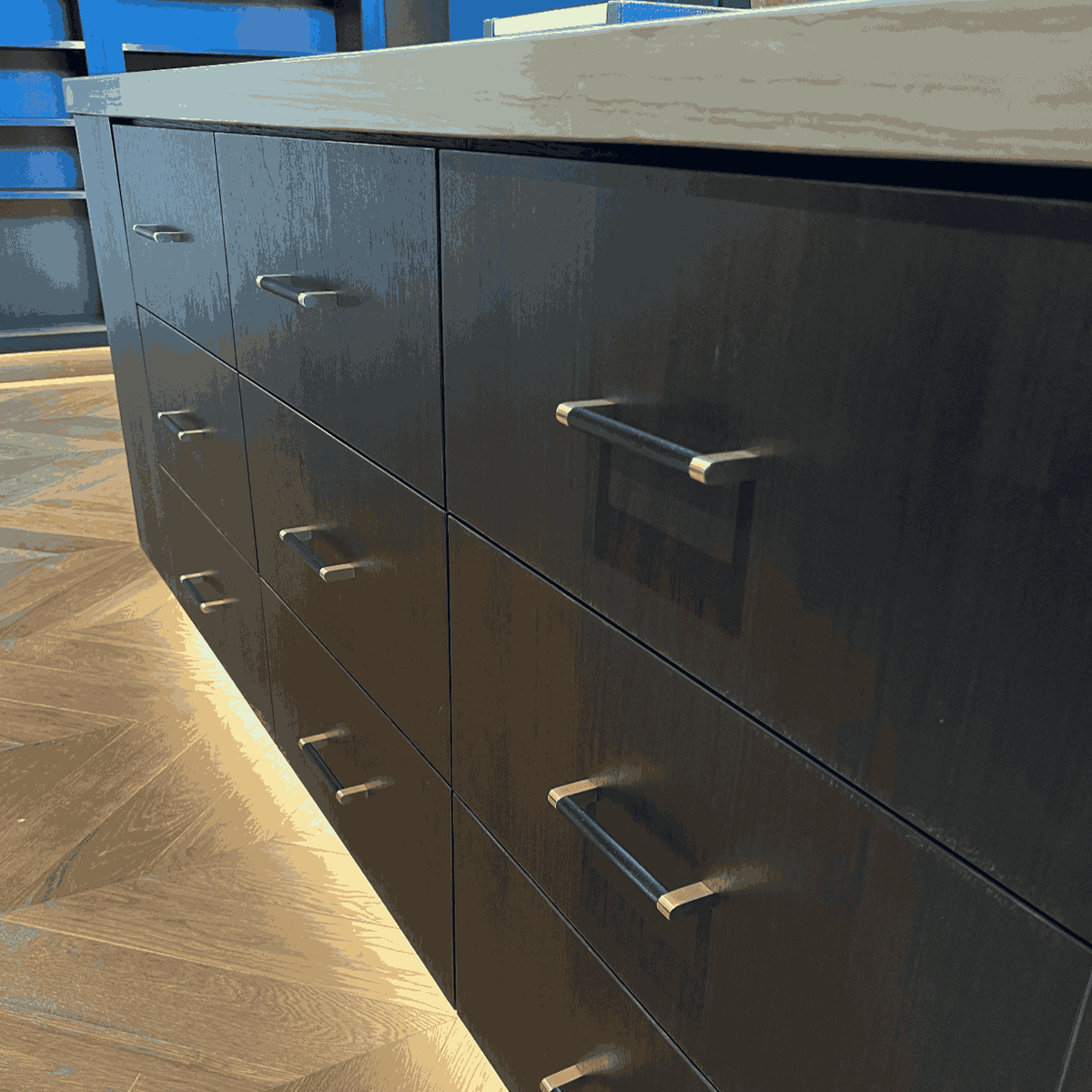 Bold, Solid Brass Black & Gold Knurled Cabinet Pulls.