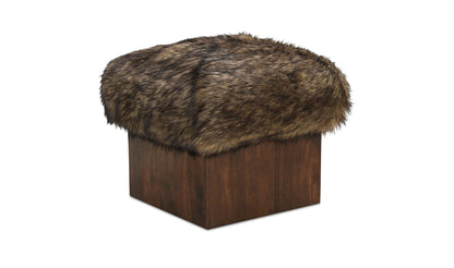 Serge Ottoman Brown Faux Fur