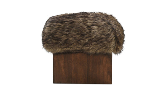 Serge Ottoman Brown Faux Fur
