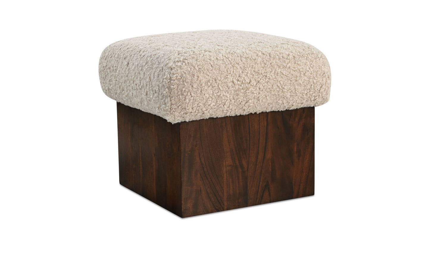 Serge Ottoman Cream Faux Shearling