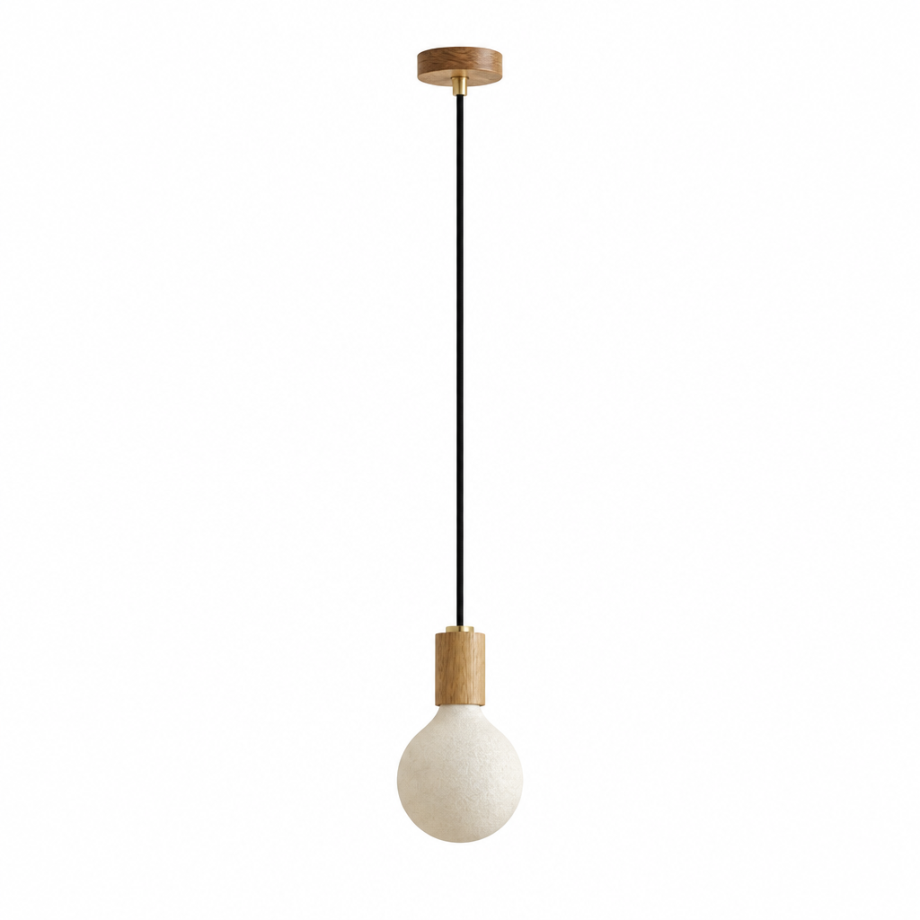 Porcelain III Pendant Light in Oak.