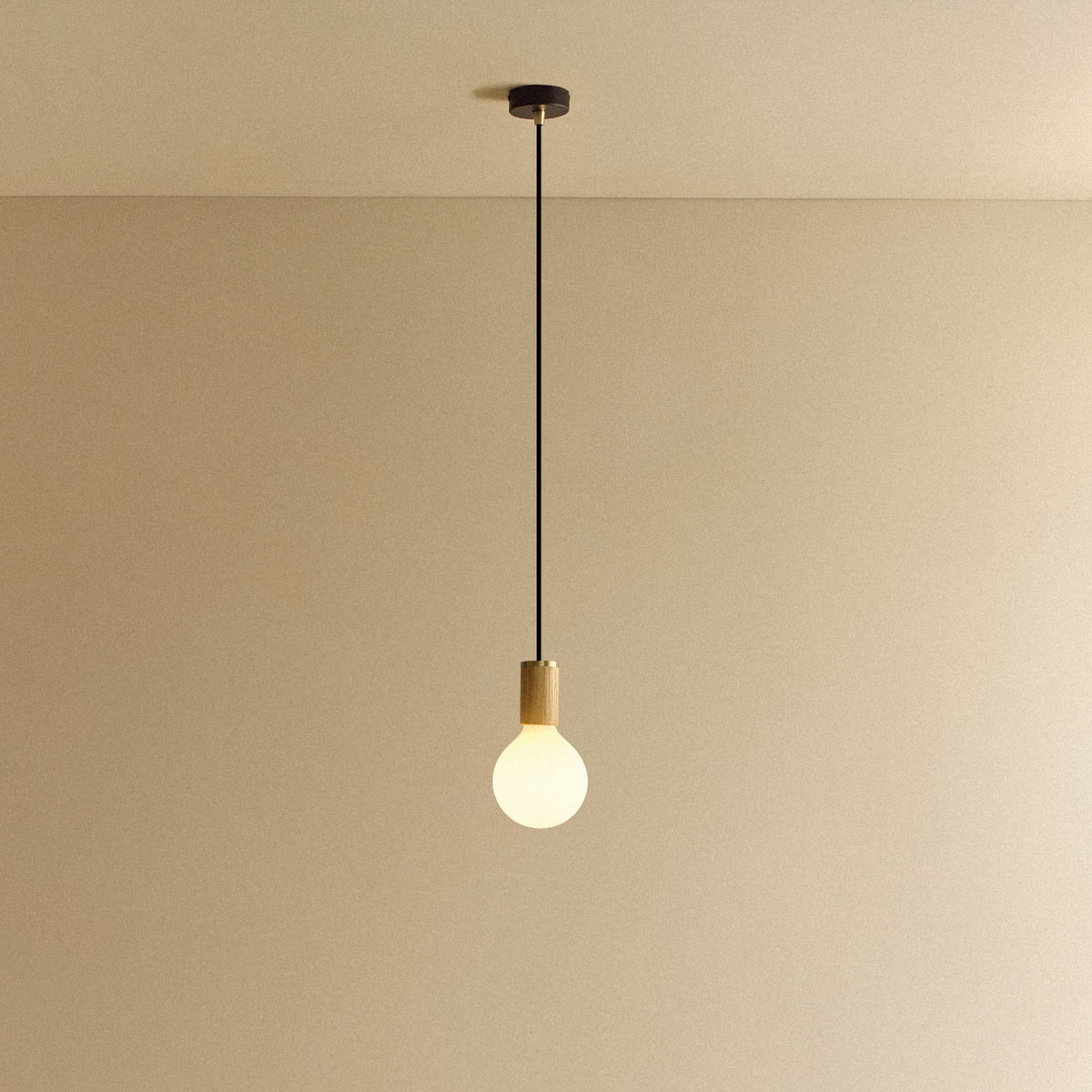 Porcelain III Pendant Light in Oak.