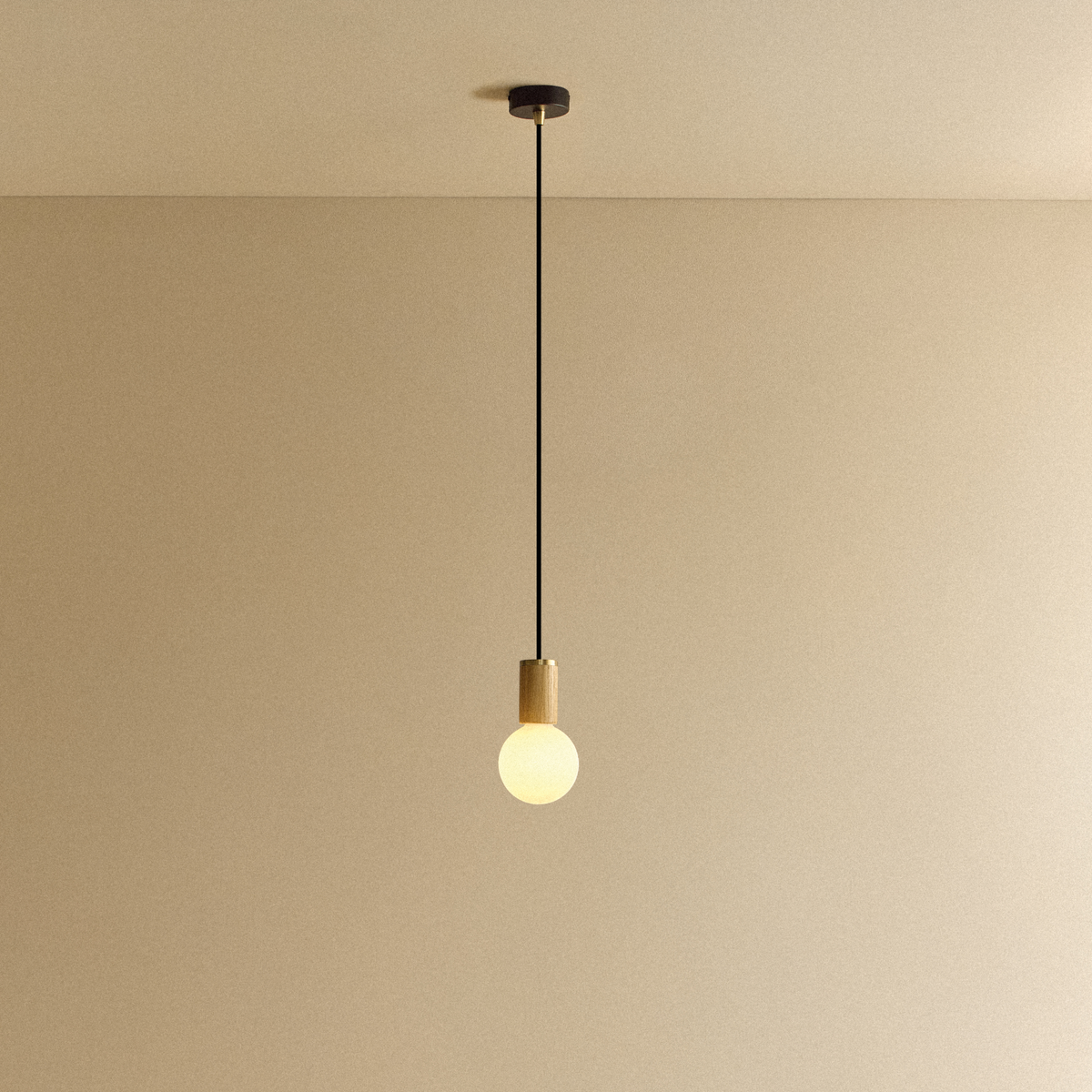 Sphere III Pendant Light in Oak.