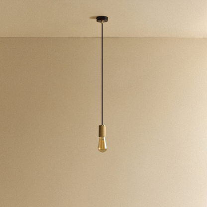 Squirrel Cage Pendant Light in Oak.