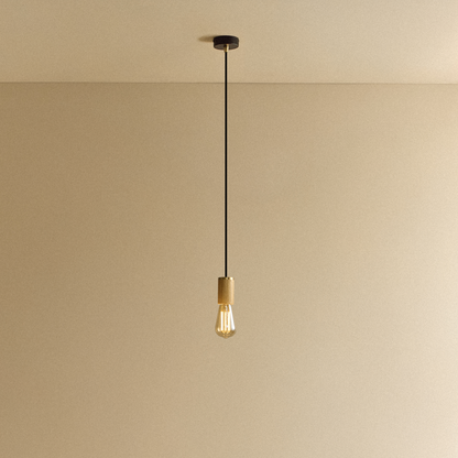 Squirrel Cage Pendant Light in Oak.