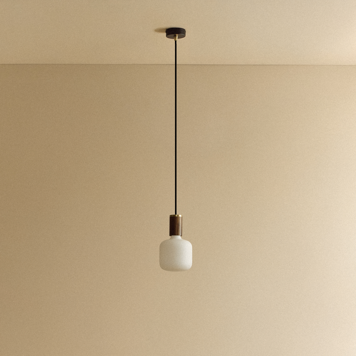 Oblo Pendant Light in Walnut.