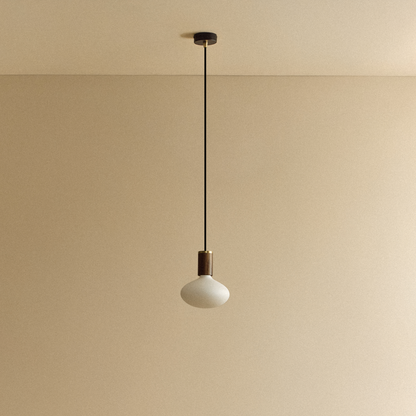 Oval Pendant Light in Walnut.