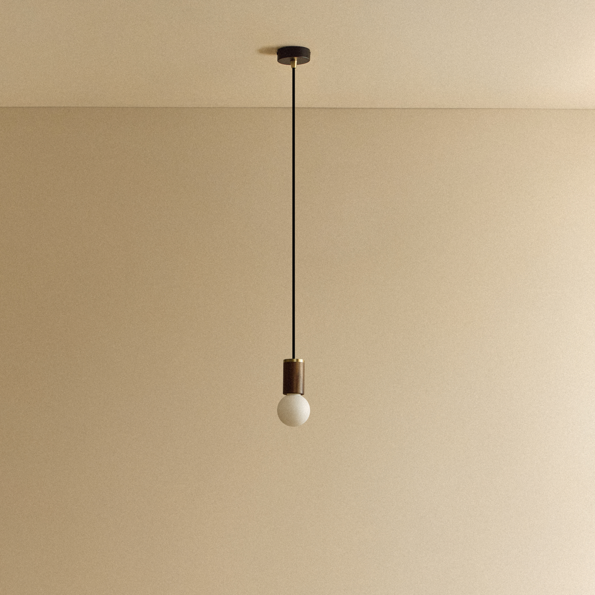 Sphere II Pendant Light in Walnut.