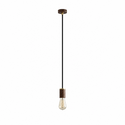 Squirrel Cage Pendant Light in Walnut.