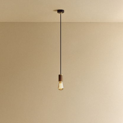 Squirrel Cage Pendant Light in Walnut.