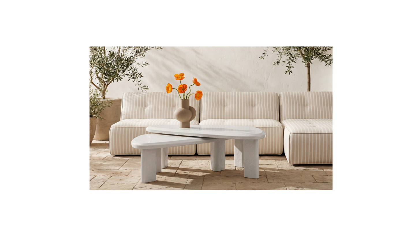 Sophie Outdoor Nesting Table Set Cream Lacquer