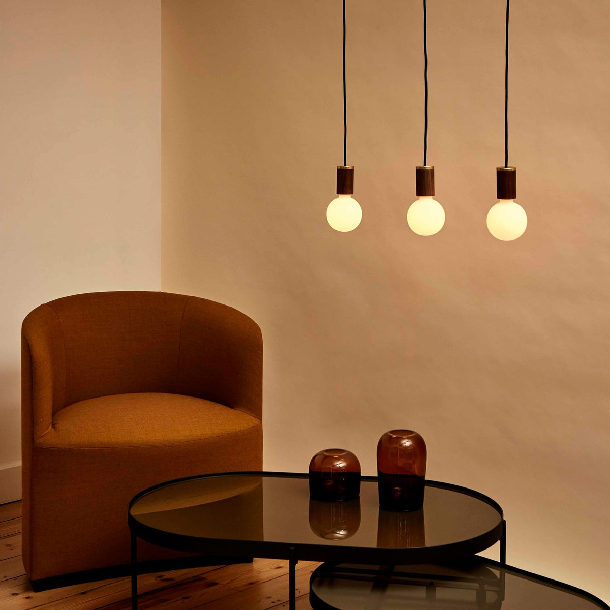 Sphere III Pendant Light in Oak.