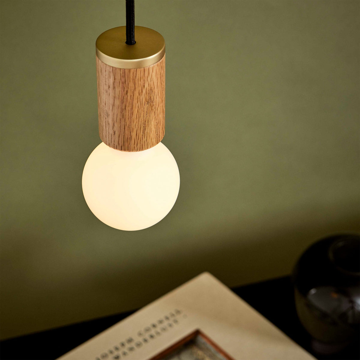Sphere II Pendant Light in Oak.
