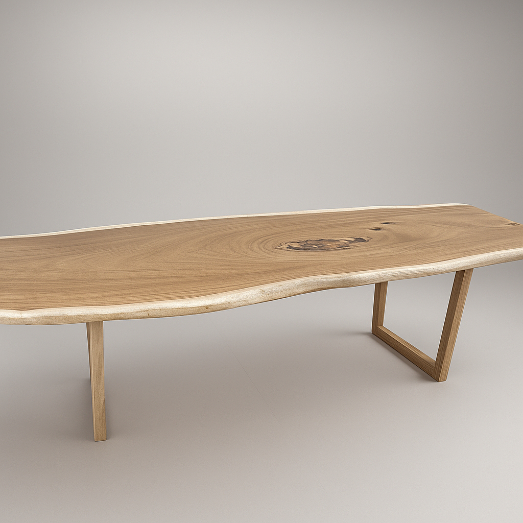 Wooden coffee table with a natural finish on a plain background