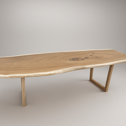 Wooden coffee table with a natural finish on a plain background
