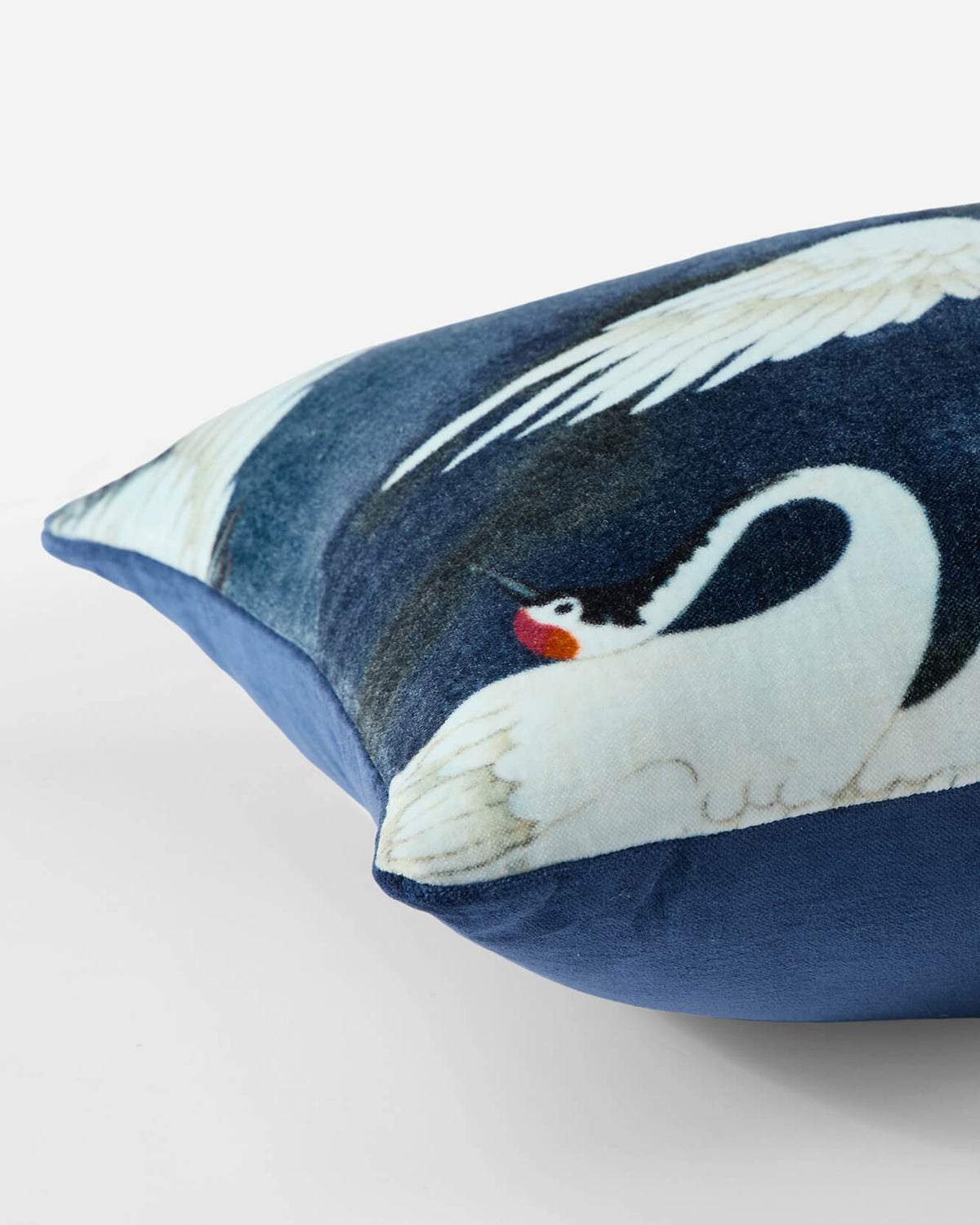 Velvet Crane in the Clouds Small Lumbar Pillow.