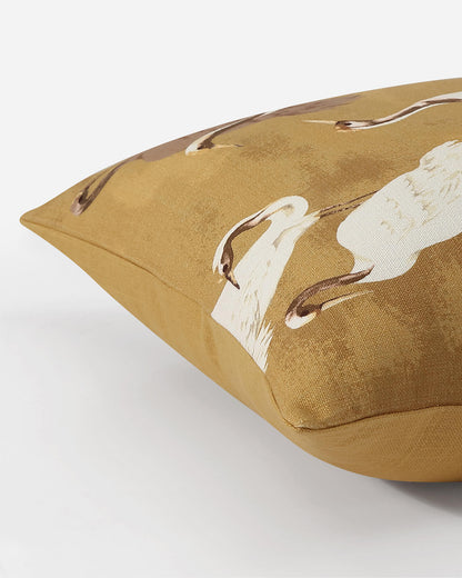 Golden Crane Throw Pillow.