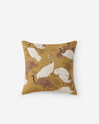 Golden Crane Throw Pillow.