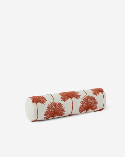 Palm Leaf Embroidered Bolster Pillow.