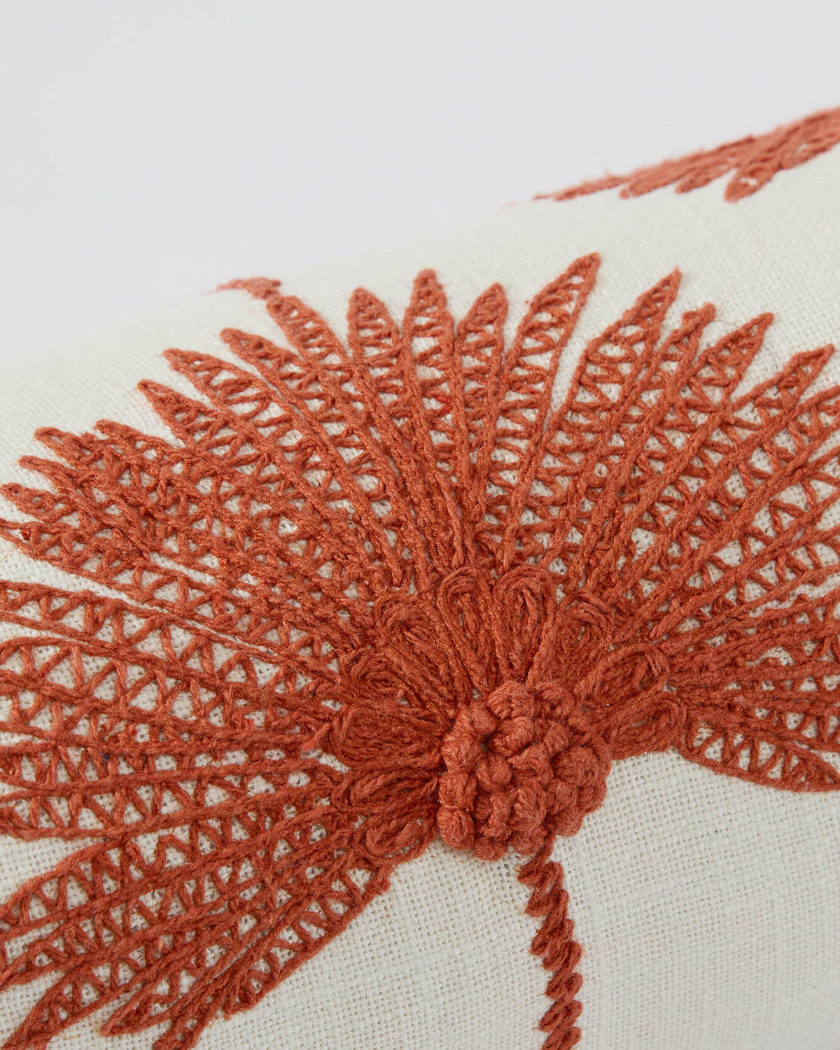 Palm Leaf Embroidered Bolster Pillow.