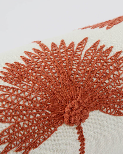 Palm Leaf Embroidered Bolster Pillow.