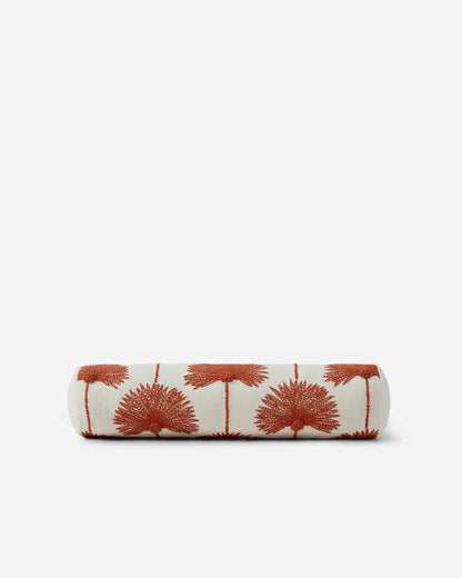 Palm Leaf Embroidered Bolster Pillow.