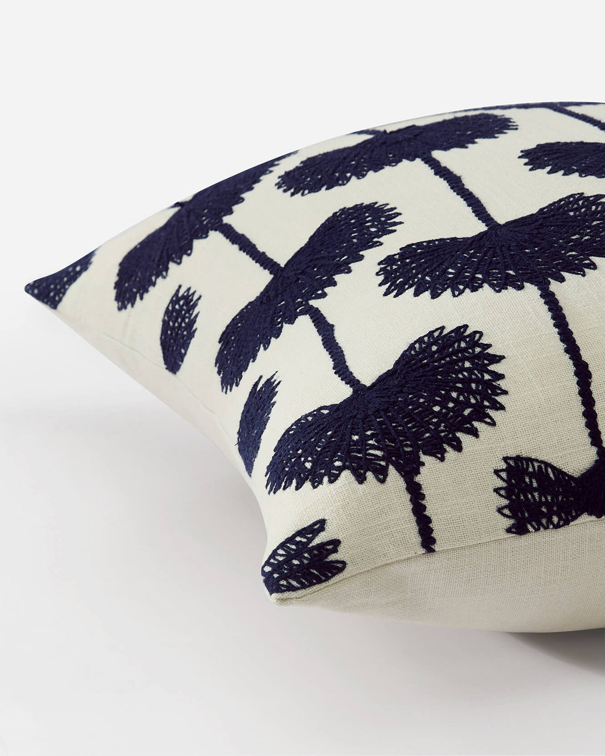 Palm Leaf Embroidered Throw Pillow.
