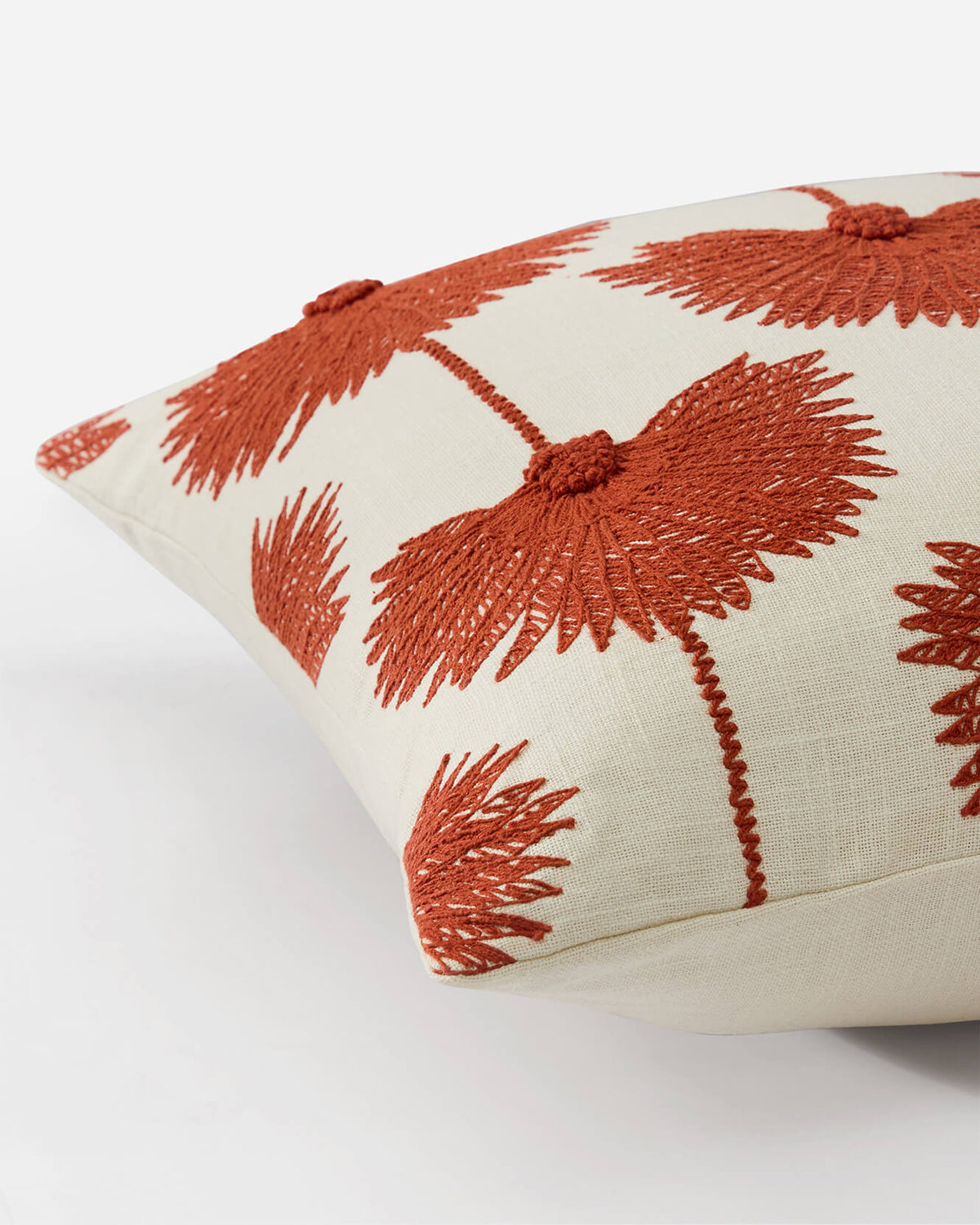 Palm Leaf Embroidered Throw Pillow.