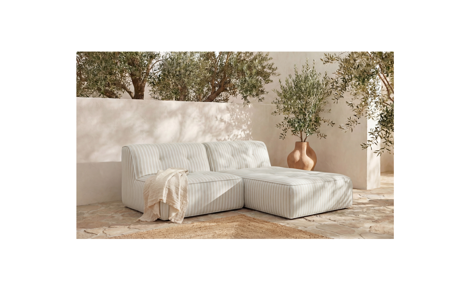 Sunseeker 2 Piece Outdoor Nook Brown Stripe.