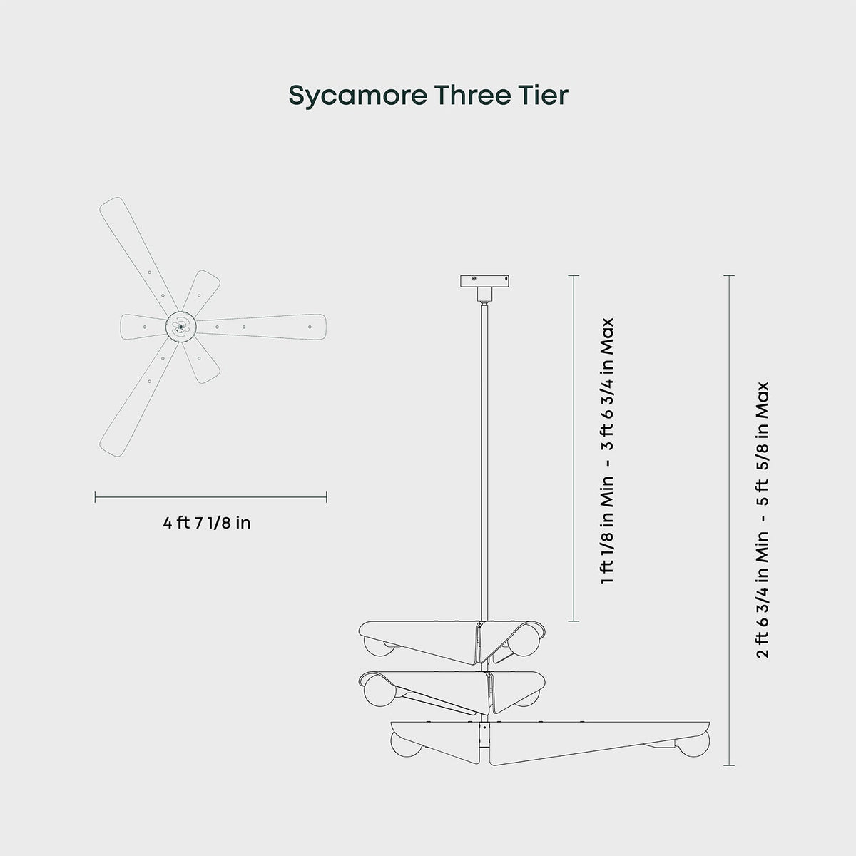 Sycamore Chandelier 3 Tiers in Dawn Grey.