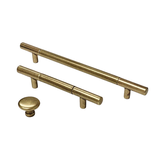 Sydney Aged Brass Cabinet Knob and Drawer Pulls.