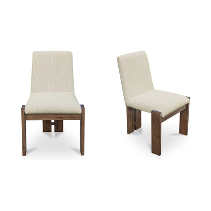 Mia Dining Chair Beige-Set of Two on white background