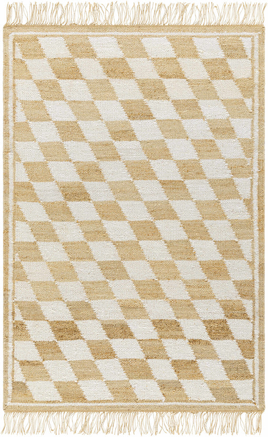 Tiria Diamond Checkered Jute Tasseled Rug