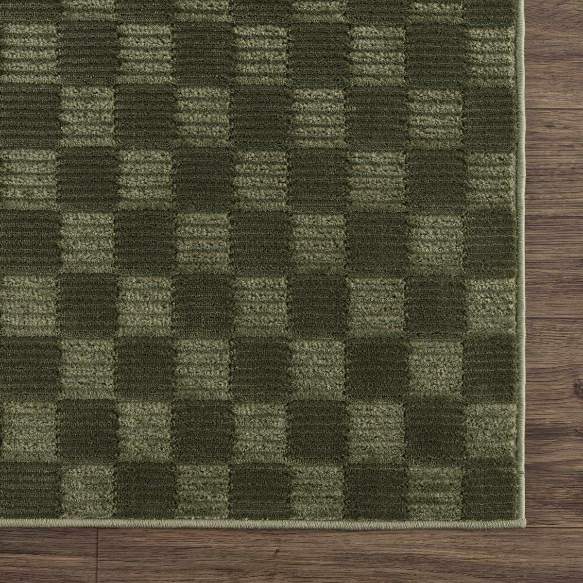 Truls 3D Checkered Washable Rug - Green