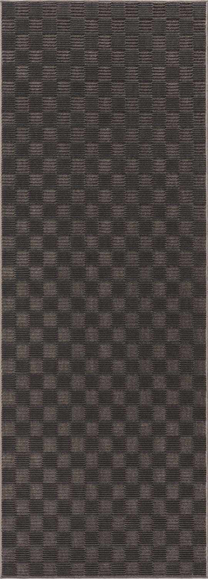 Truls 3D Checkered Washable Rug - Black